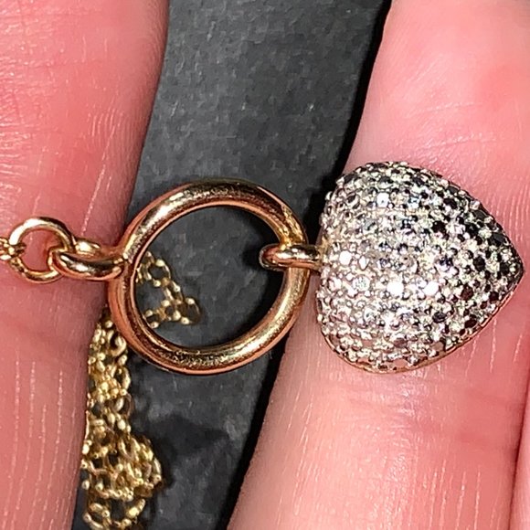 18" 14 Kt Gold Vermeil Cable Chain Toggle Necklace with Heart pendant - Picture 16 of 16